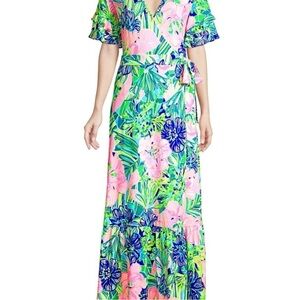 NWT Lilly Pulitzer Emmerson Ruffle Floral Maxi Dress - XL